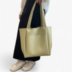 Minimalist Textured Vegan Leather Tote Shoulder Bag