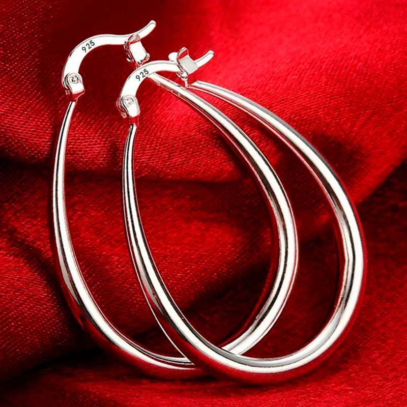 Oval Sterling Silver Earrings
