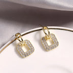 Gold-Tone Square Crystal Earrings