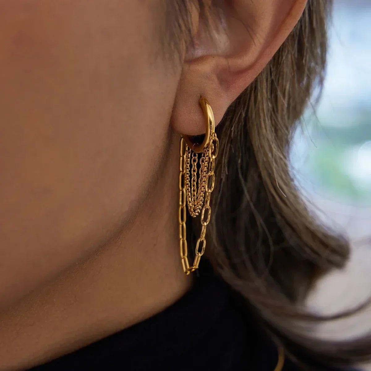 Gelaagde oorringen met ketting