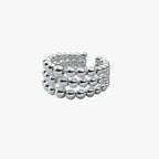 Geometrische ring met drie lagen in zilverkleur