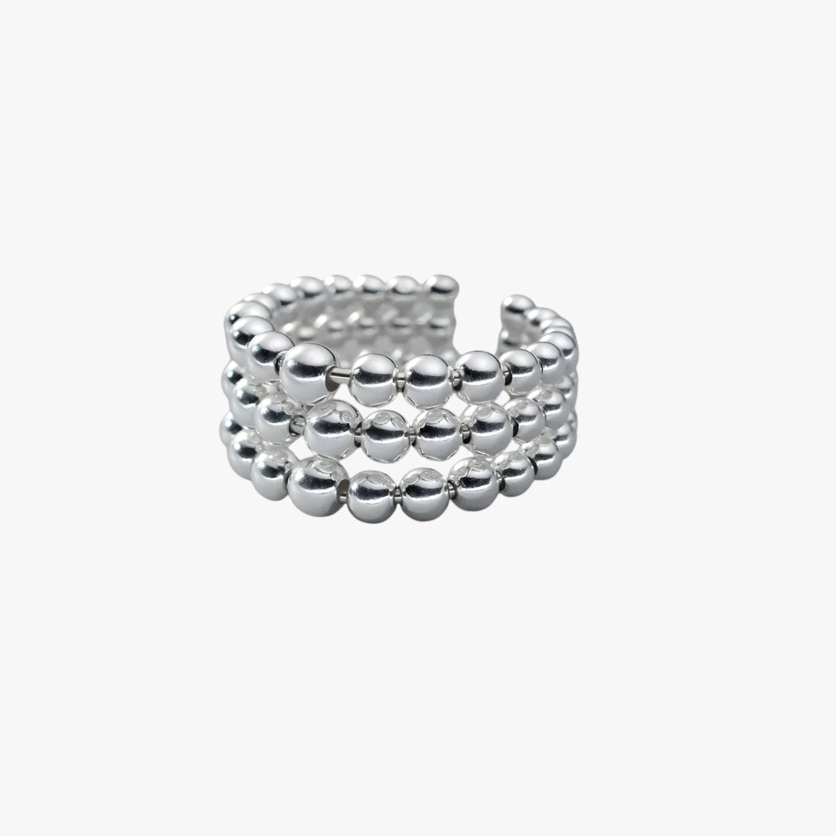 Geometrische ring met drie lagen in zilverkleur