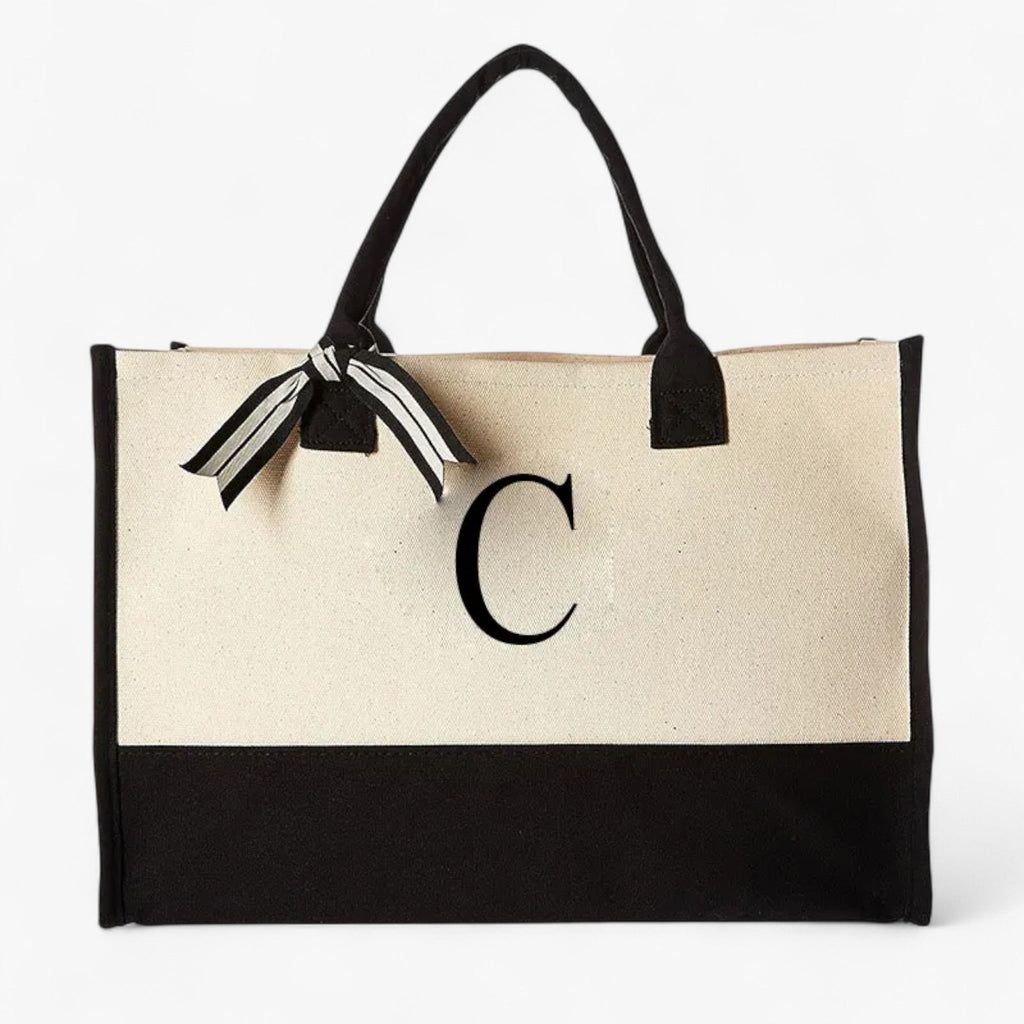 Reusable Canvas Cotton Initial Letter Tote Bag