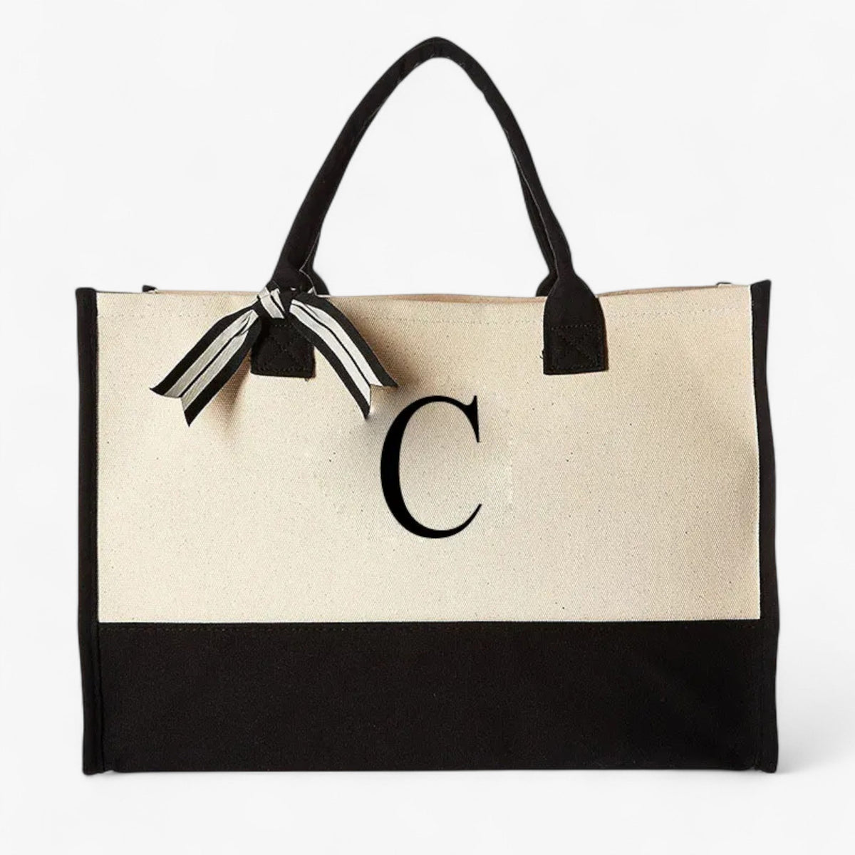 Reusable Canvas Cotton Initial Letter Tote Bag