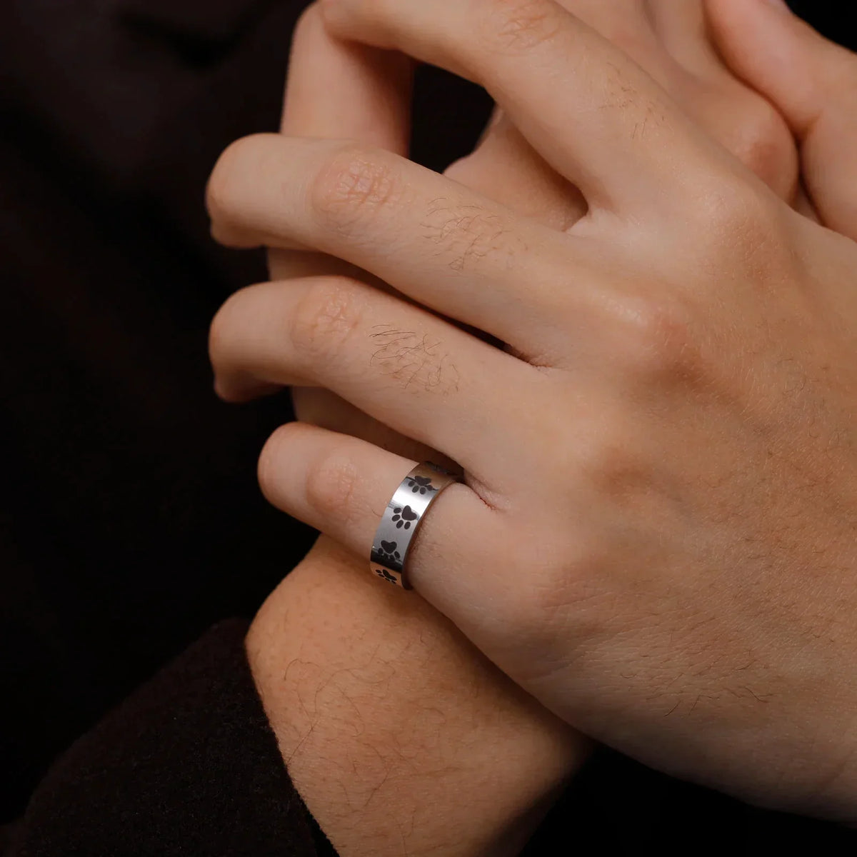 Handcrafted Stainless Steel Paw Print Ring