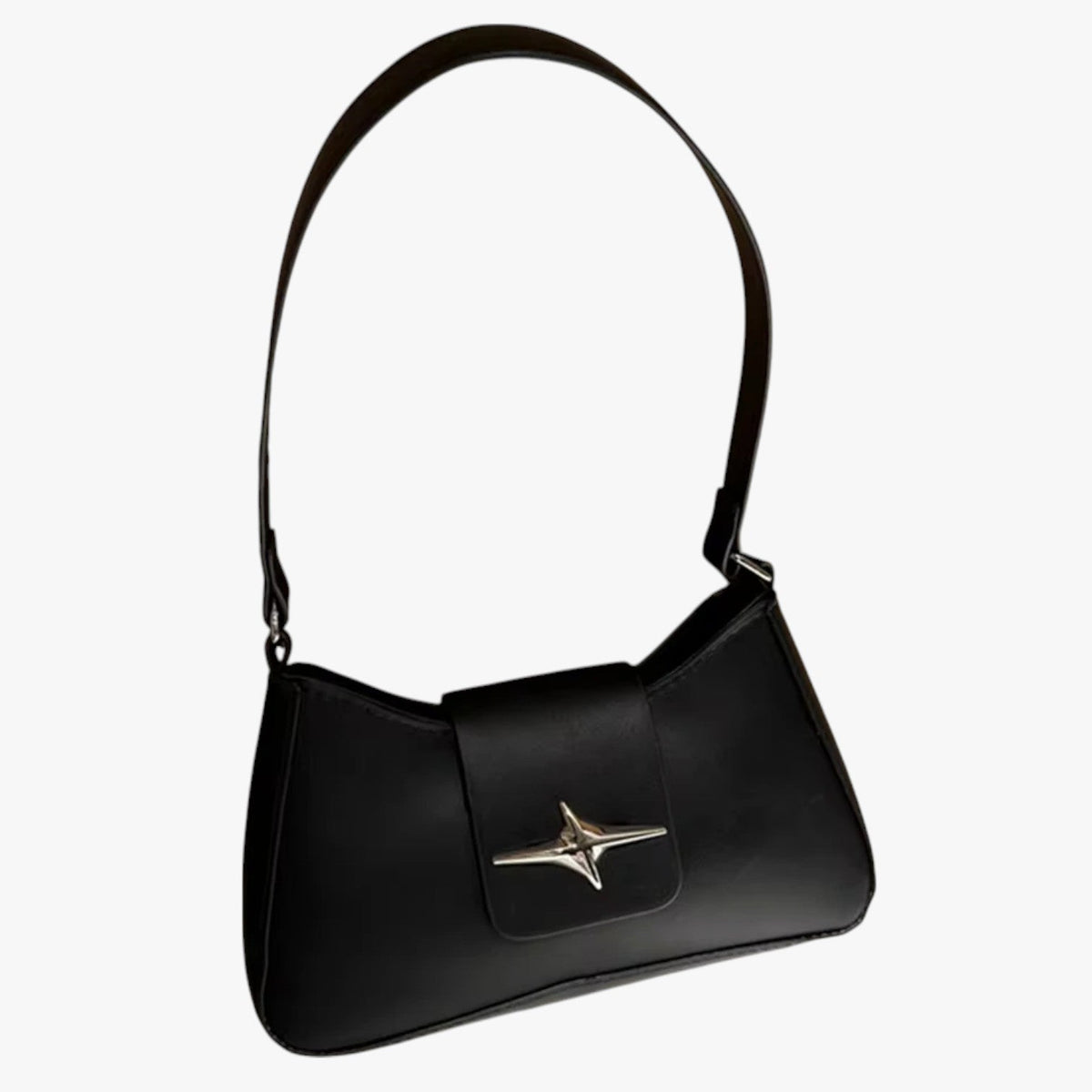 Y2K-Style Black Mini Shoulder Bag with Adjustable Strap