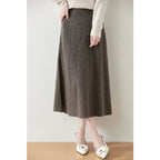 Textured Cable-Knit A-Line Maxi Skirt