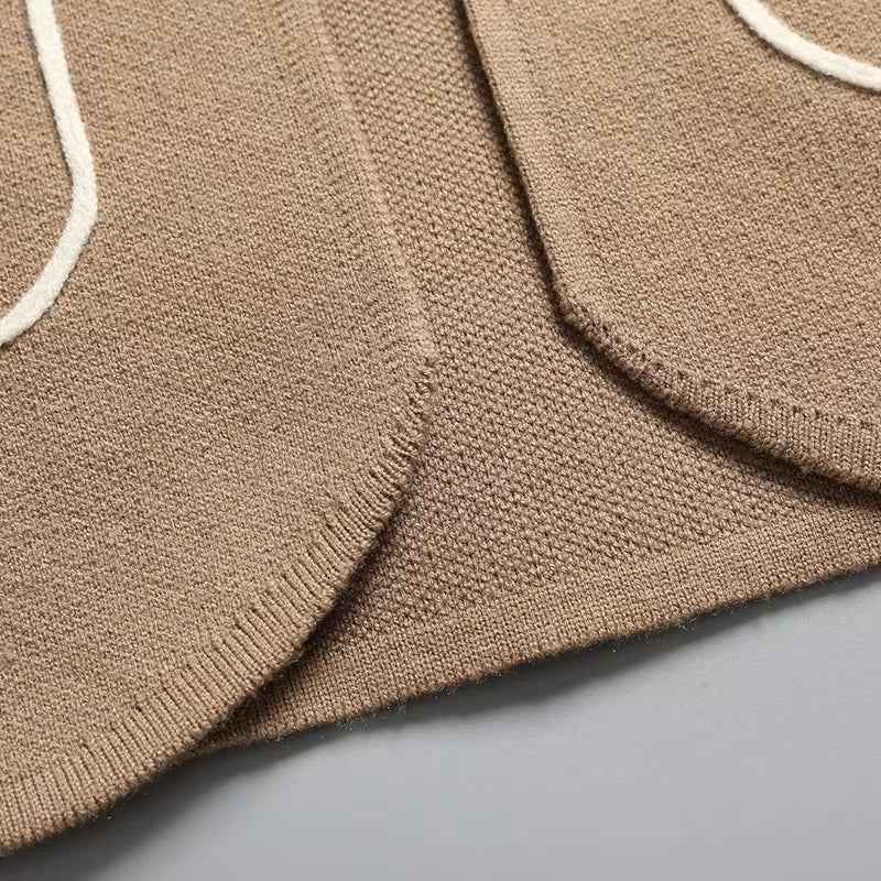 Tailored Knit Cardigan with Contrast Trim Detailing