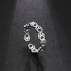 Adjustable Stainless Steel Paw Print Ring
