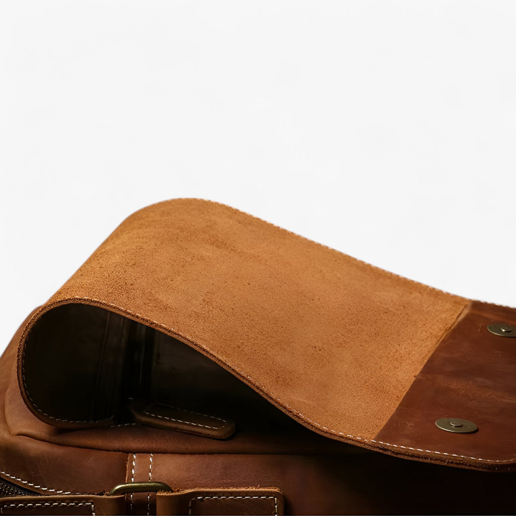 Compact Crazy Horse Leather Vintage Shoulder Bag