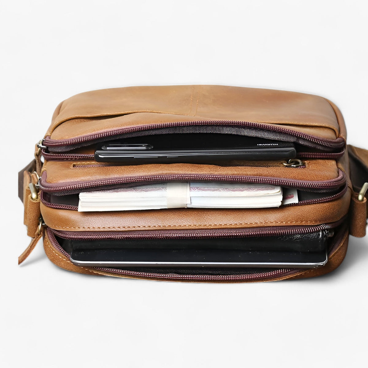 Premium Matte Leather Brown Everyday Shoulder Bag