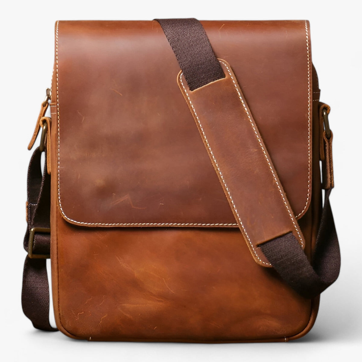 Compact Crazy Horse Leather Vintage Shoulder Bag