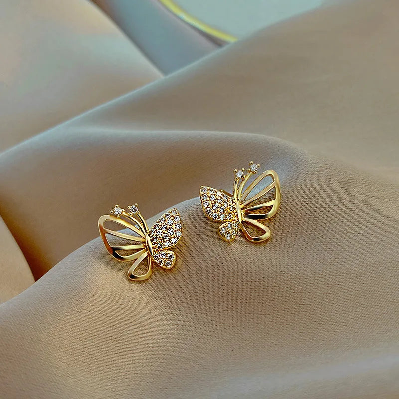 Zircon Butterfly Stud Earrings