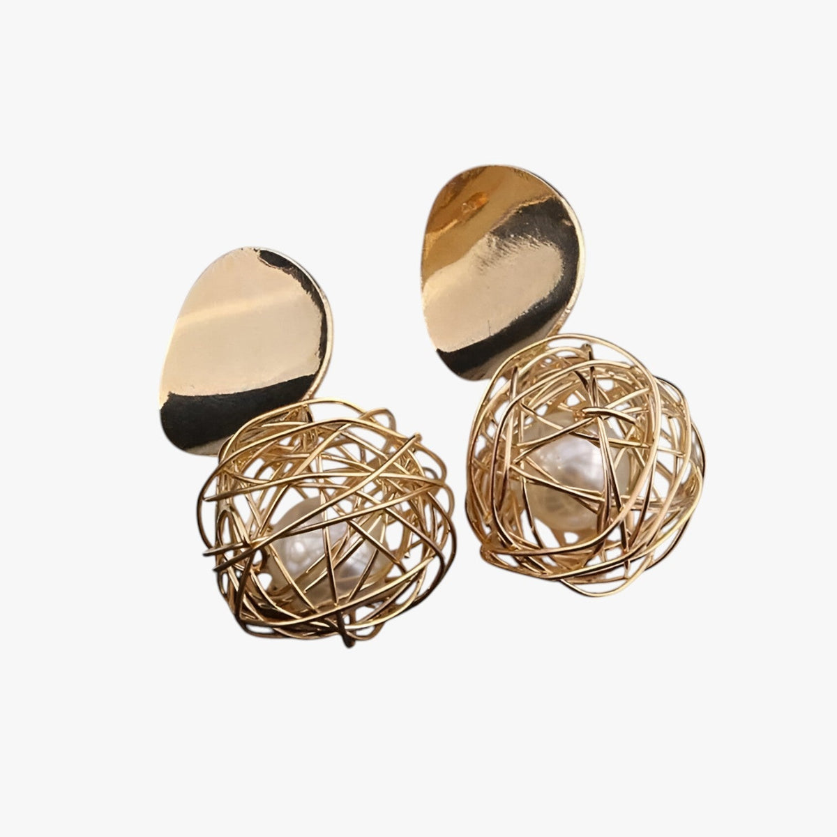 Braided Gold-Tone Hoop Earrings with Vintage Finish