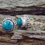 Antique-Style Round Turquoise Stud Earrings
