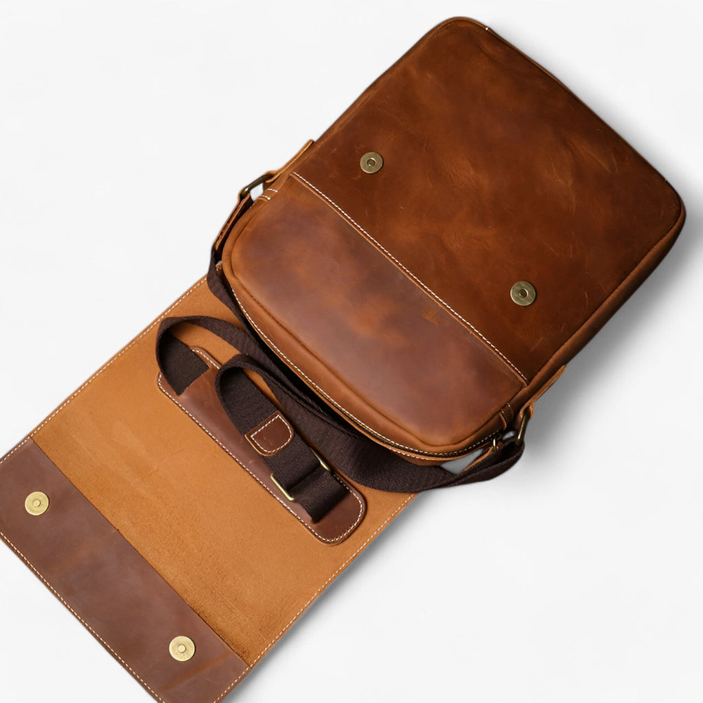 Compact Crazy Horse Leather Vintage Shoulder Bag