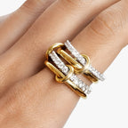 Stapelbare ringenset in 18K verguldsel met zirkonia