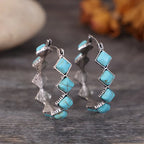 Bohemian Vintage Turquoise U-Shaped Hoop Earrings