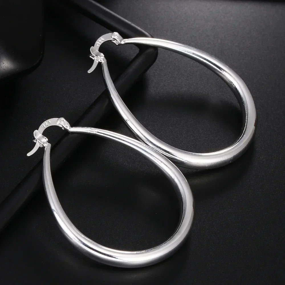 Oval Sterling Silver Earrings