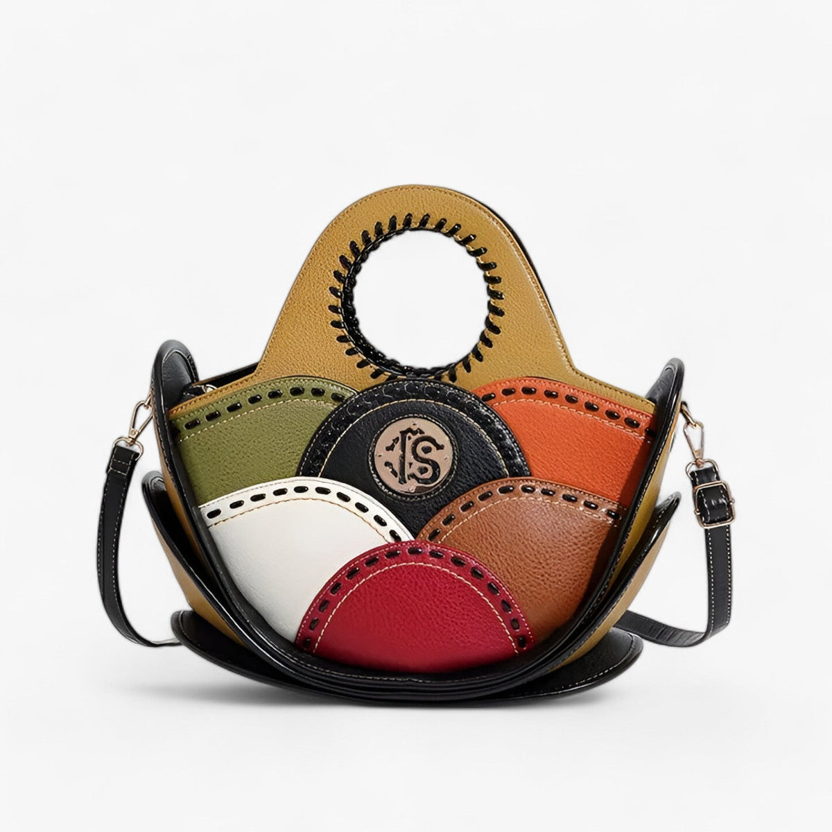 Large Leather Shoulder Bag with Multiple Storage Pockets