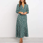 All-Over Floral Print Long Sleeve Maxi Dress