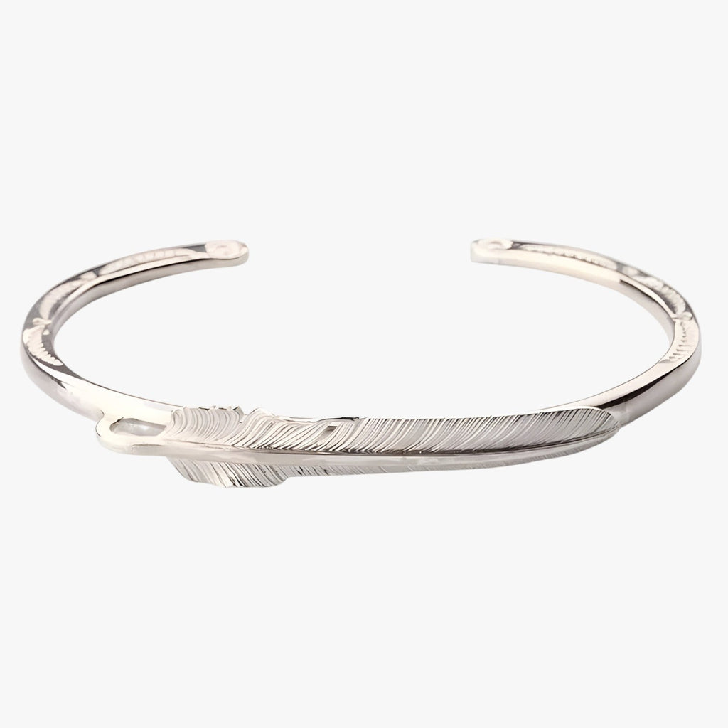 Sterling Silver Bracelet with Gold-Tone Feather Charm