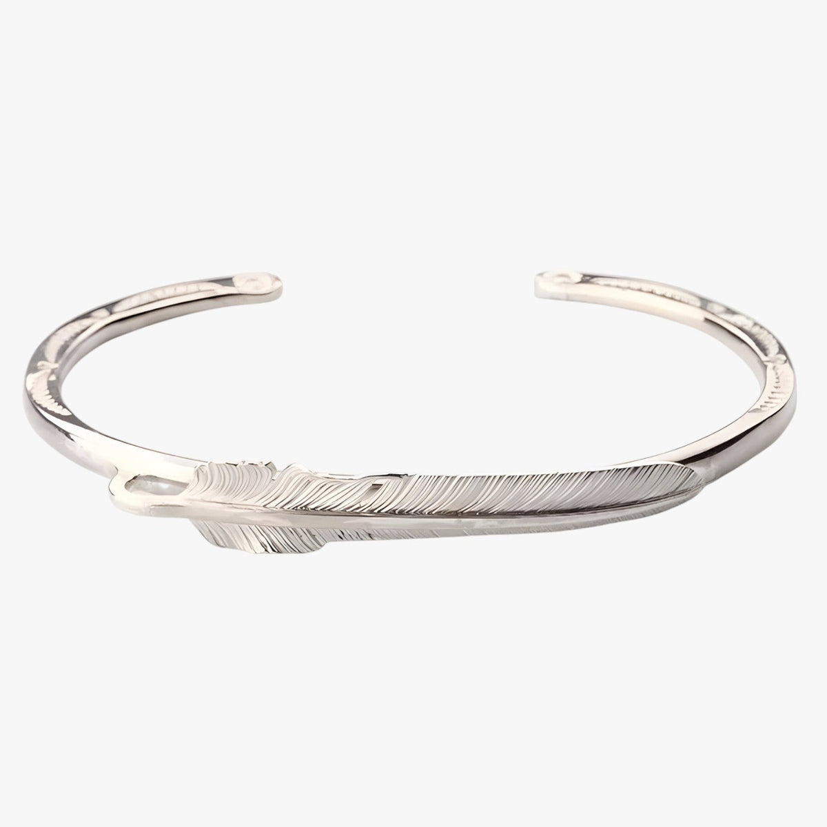 Sterling Silver Bracelet with Gold-Tone Feather Charm
