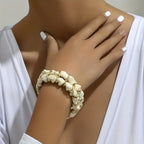 Turquoise Stone Woven Gold-Tone Bracelet