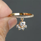 Vintage-Style Cat Paw and Heart Stone Ring