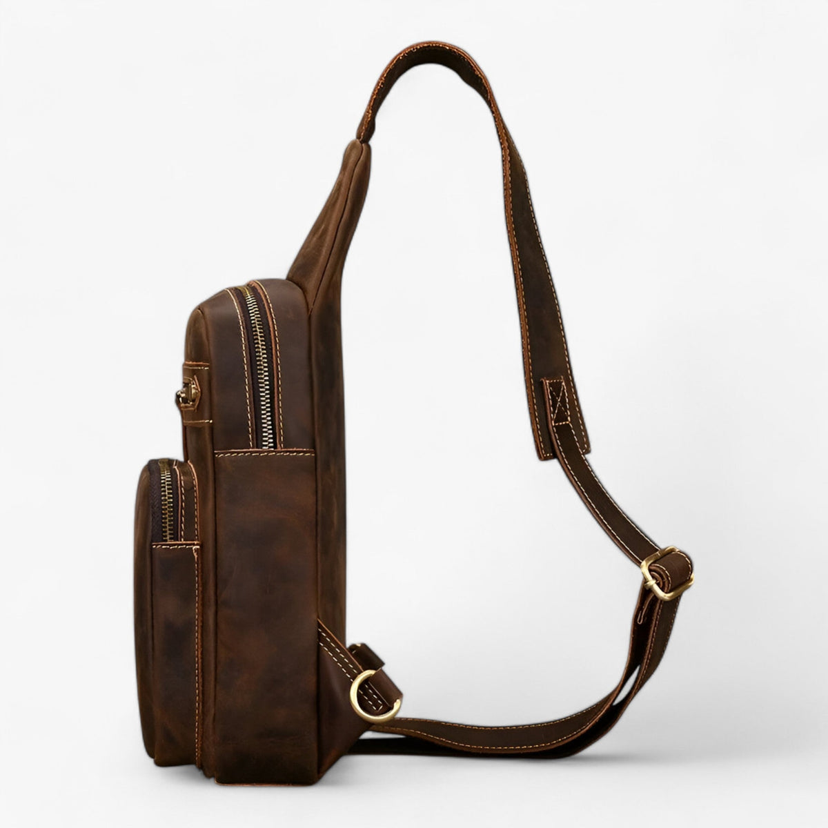 Men's Genuine Cowhide Leather Tablet Satchel Bag