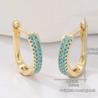 Turquoise Pavé Classic Gold-Tone Huggie Earrings