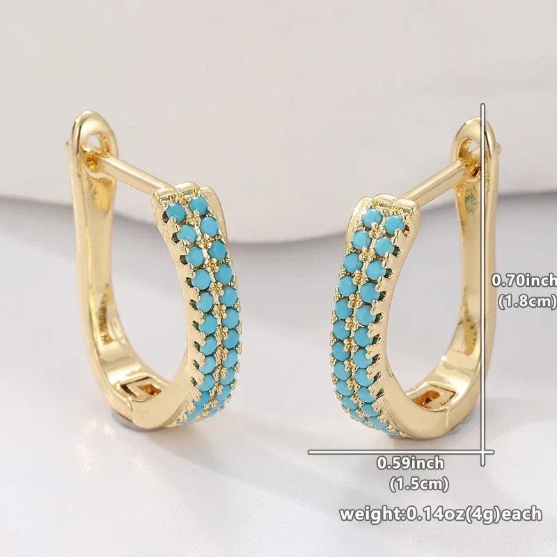 Turquoise Pavé Classic Gold-Tone Huggie Earrings