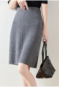 Ribbed Knit Midi Skirt with Side Slit