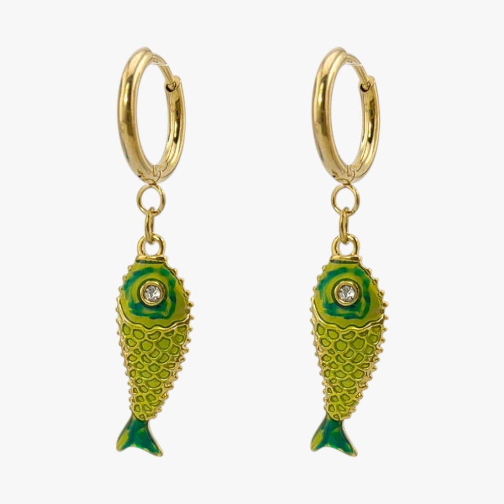 Coloured Steel Stud Earrings with Sea Motifs