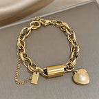 Chunky Heart Bracelet in Two Metal Tones