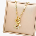 Wing and Shell Flower Pendant Necklace, Fine Chain