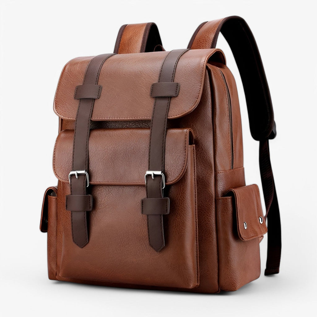 Sleek Spacious PU Leather Laptop and Book Backpack