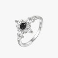 Silver-Plated Ring with Black Stone and Knot Symbol