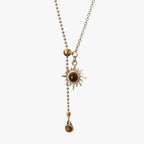 Sunflower Pendant Necklace with Tiger's Eye Stone