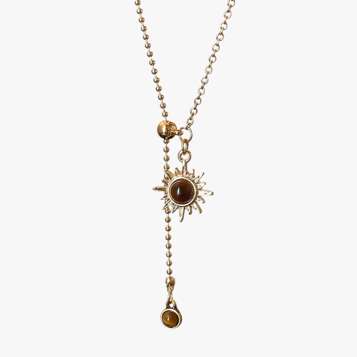Sunflower Pendant Necklace with Tiger's Eye Stone