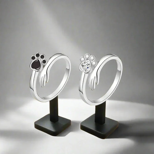 Adjustable 925 Sterling Silver Hand and Paw Print Ring