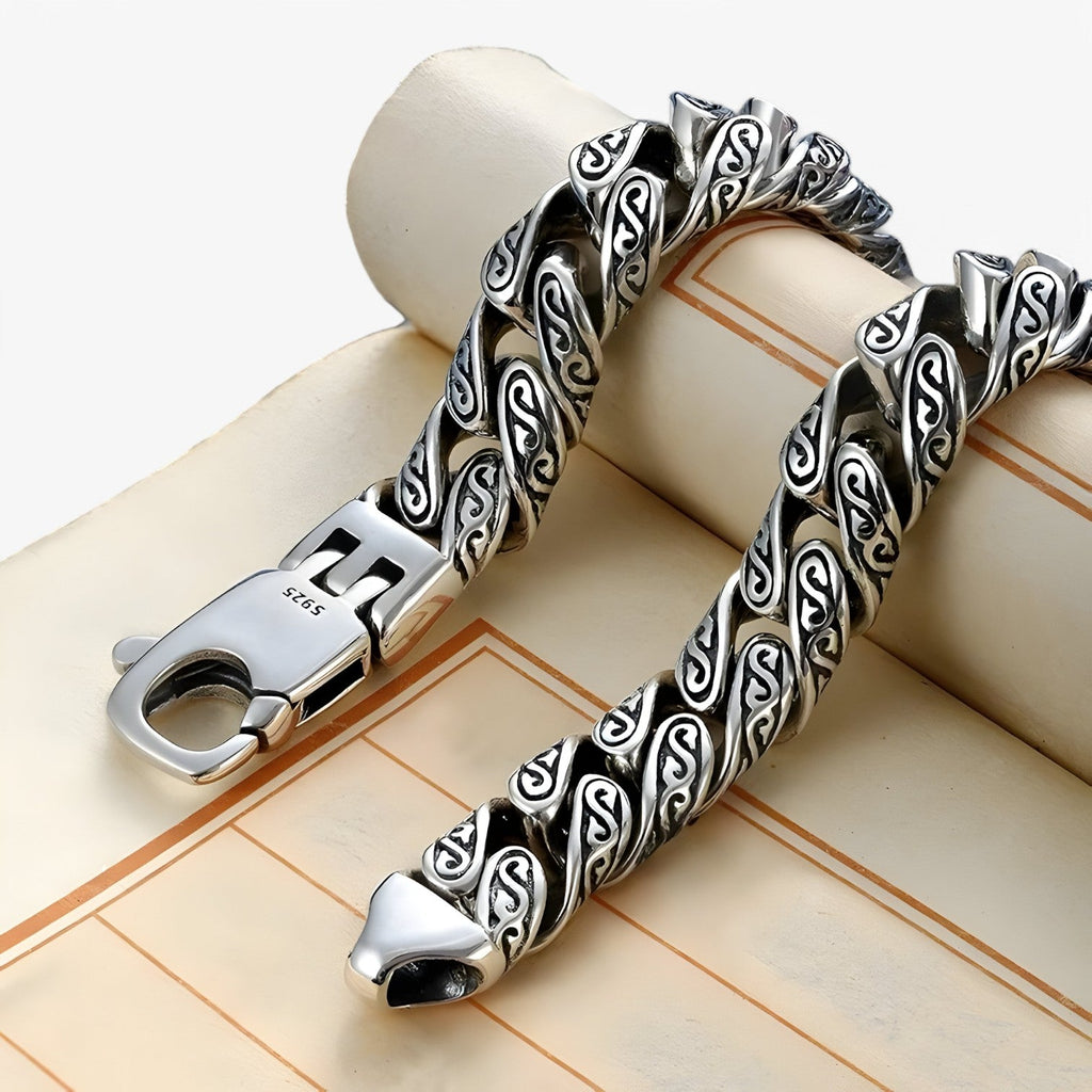 Zilveren armband met patroon, 18 cm