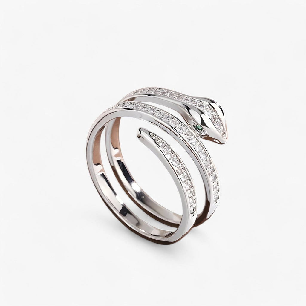 Adjustable Serpent Ring with Zirconia, Gold-Tone
