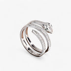 Adjustable Serpent Ring with Zirconia, Gold-Tone