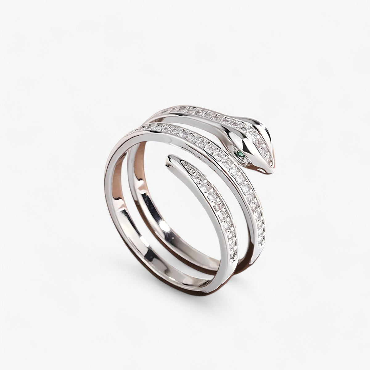 Adjustable Serpent Ring with Zirconia, Gold-Tone