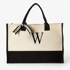 Reusable Canvas Cotton Initial Letter Tote Bag
