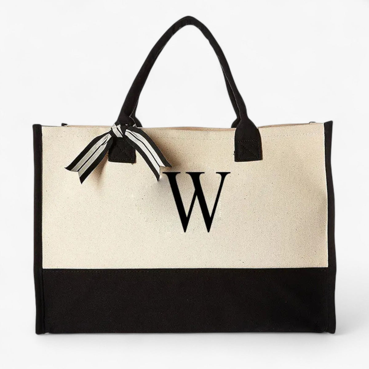 Reusable Canvas Cotton Initial Letter Tote Bag
