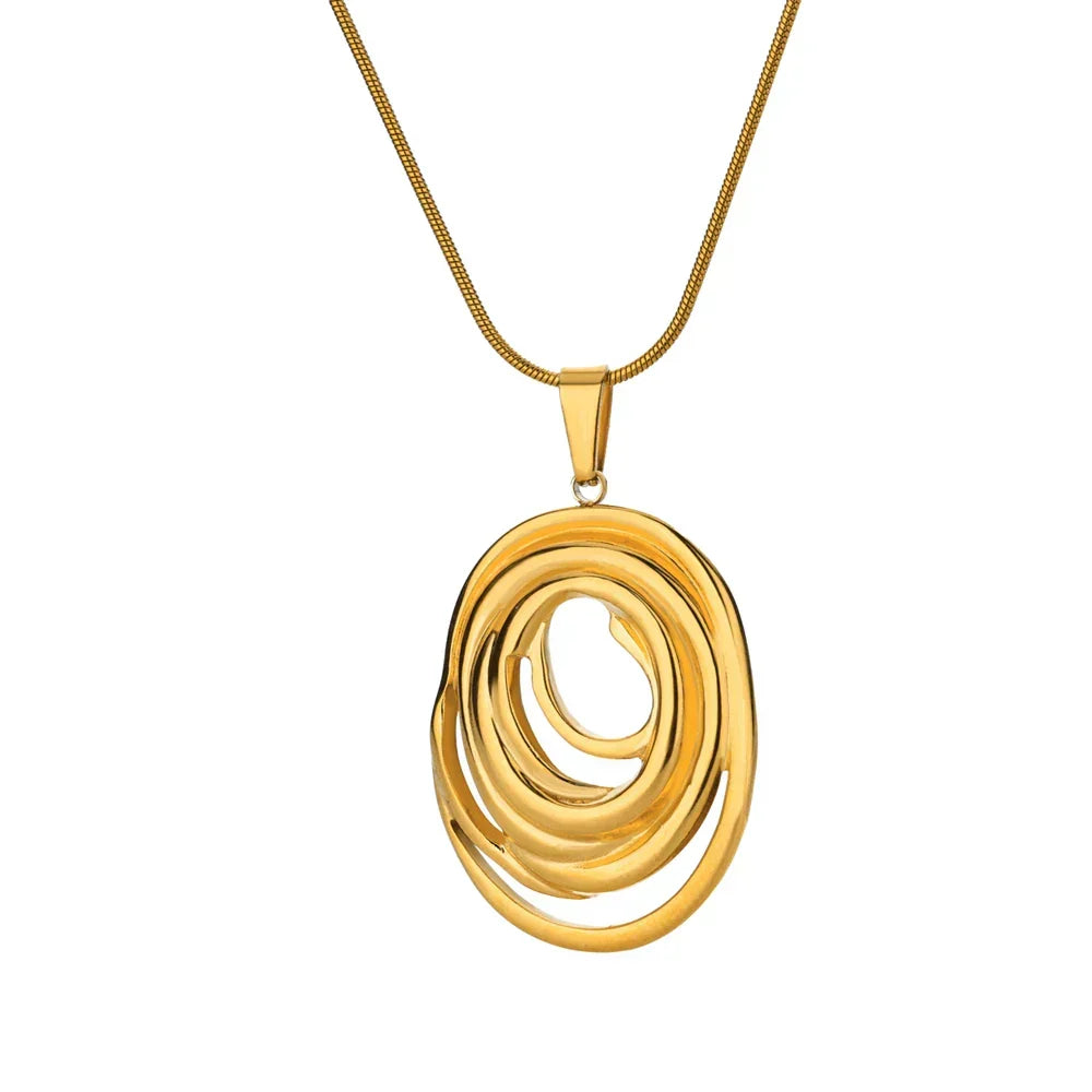 Hollow Geometric Oval Necklace