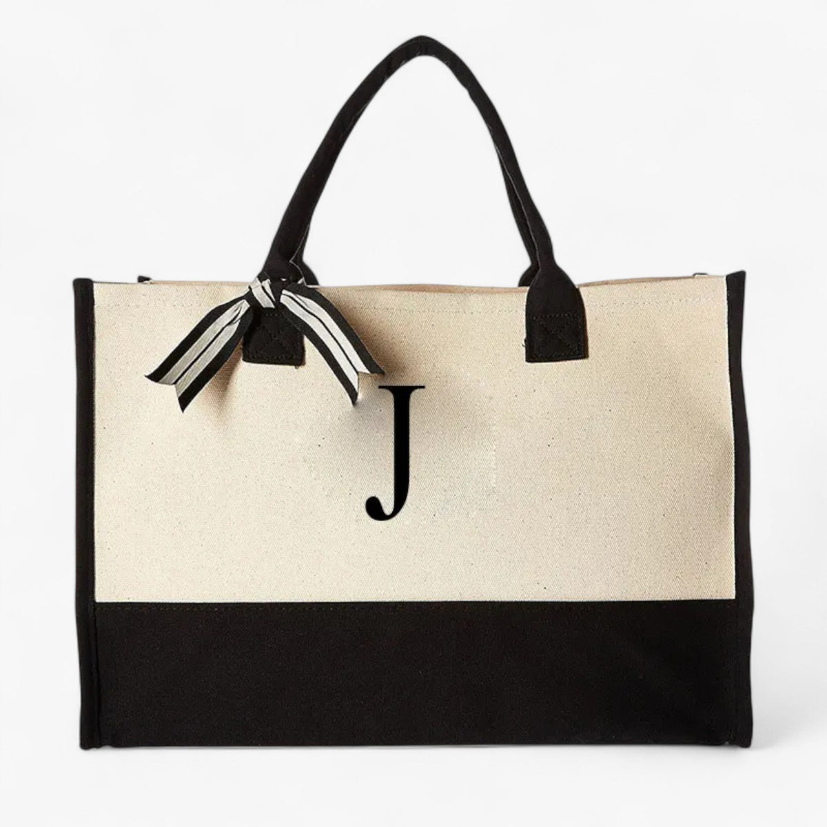 Reusable Canvas Cotton Initial Letter Tote Bag