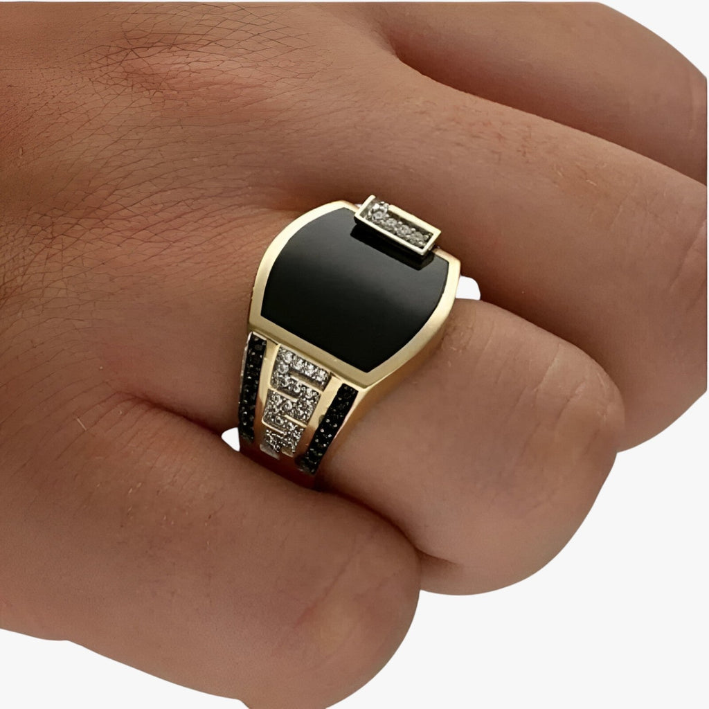 Gold-Tone Statement Ring with Textured Detail